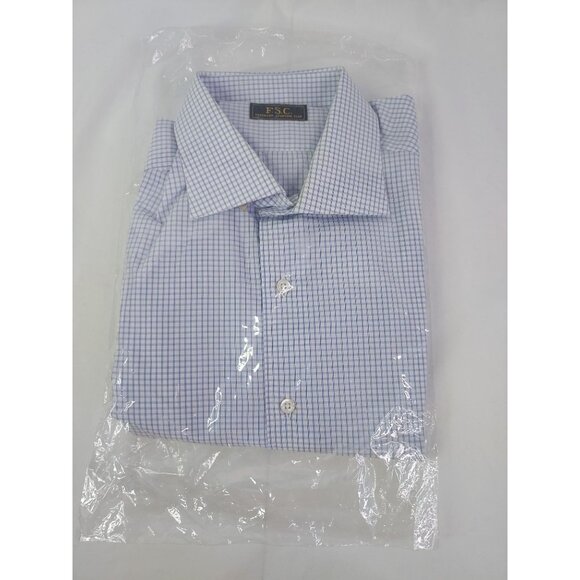 Freemans Sporting Club FSC Blue Checked Dress English Spread Shirt Men's 15-34 - Picture 6 of 6